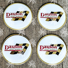 White And Gold Dayton Wire Wheel Chips Emblem Set Of 4 Size 2.25 Inches