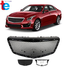 For 2014-2019 Cadillac Cts Sedan B Style Front Bumper Hood Grille Abs Black