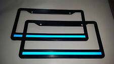 2 Each Blue Line License Plate Frame Thin Reflective Support The Police Safety