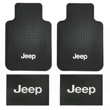 Jeep Factory Logo Front Rear Back All Weather Rubber Black Floor Mats Keychain