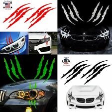 2 Pcs Monster Claw Scratch Decal Reflective Sticker For Car Headlight Decor Us