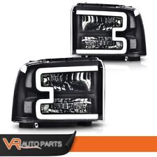 Black Led Drl Headlights Headlamps Fit For 2005-2007 Ford F350 F450 Super Duty