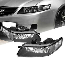 Headlights Projector Headlamps Black Housing Clear Pair For 2004-2007 Acura Tsx