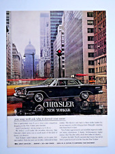 1962 Chrysler New Yorker Vintage Black Uptown Original Print Ad 8.5 X 11