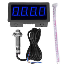 4 Digital Blue Led Tachometer Rpm Gauge Speed Meter With Hall Magnet Npn Sensor