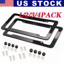 Black Car Carbon Look License Plate Frame Cover Front Rear Universal