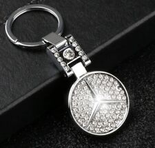 Mercedes Benz Metal Chrome Emblem Jewel Style Keychain Key Fob Ring Diamonds