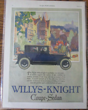 Willys-knight Blue Coupe Sedan March 1923 Color Automobile Car Ad Vintage Art