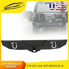 Rear Bumper For 2007-2018 Jeep Wrangler Jk Unlimited W D-rings Textured Steel