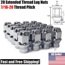 20 Chrome 716-20 Extended Thread Lug Nuts For Chevy Corvette Camaro Chevelle Ss