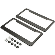 2pcs Black Stainless Steel License Plate Frame Tag Cover Metal With Screw Caps