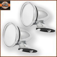 Classic Vintage Style Car Chrome Racing Bullet Torpedo Wing Mirrors Chrome X2