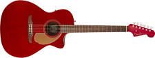 Fender Newporter Player Acoustic Guitar Electric Neck Headstock Candy Apple Red