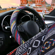 1pc Steering Wheel Cover Ethnic Style Coarse Flax Cloth Automotive Wheel Cover