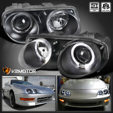 Black Fits 1998-2001 Acura Integra Led Halo Projector Headlights Lamp Leftright