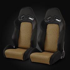 2 X Universal Blackgold I-pattern Pvc Reclinable Racing Seats Leftright