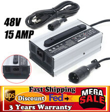 15 Amp For Club Car Golf Cart 48 Volt Round 3 Pin Plug Battery Charger 2 Led 48v