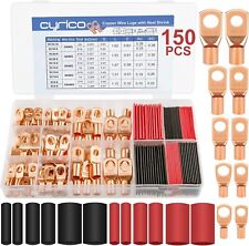 Copper Battery Cable Ends Wire Lugs Assortment Kit Awg 2 4 6 8 10 Gauge 150pcs