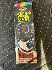Vintage Cal Custom Tan Leather Steering Wheel Cover 1984 European Styling Nos