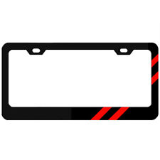 1x For Dodge Charger Accessories Red Car License Plate Frame Black Metal Cover