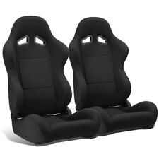 2 X Universal Reclinable Black Pineapple Cloth Jdm Style Racing Seats Sliders