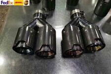 Dual Car Carbon Fiber Exhaust Twin End Tips Tail Pipe For Bmw 63mm In 101mm Out