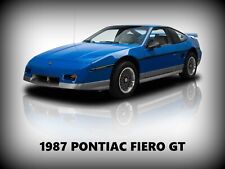 1987 Pontiac Fiero Gt In Blue New Metal Sign Pristine Condition