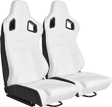 Racing Seat Universal White Leather Reclinable Bucket Sport Seatset Of 2