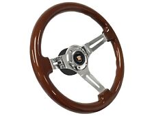 1969-89 Cadillac 6-bolt Mahogany Wood Steering Wheel Kit Telescopic Adapter