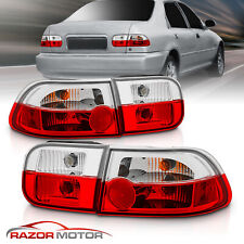 For 1992 1993 1994 1995 Honda Civic 24dr Coupesedan Red Clear Tail Lights Pair