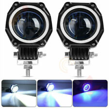 Universal 3 Round Projector Blue Led Drl Halo Angel Eyes Fog Lights Lamp 2pc