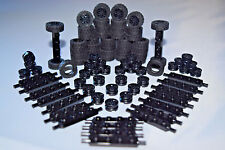 New Lego Car Parts 100 Pcs Black Wheels Tires Axles Rims Race Big Truck