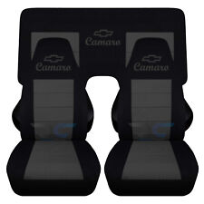 A Frrear3pc Car Seat Covers In Blk-charcoal Wdesign Fits1993-2002 Camaro