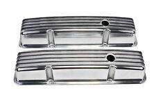 Sbc Chevy 283 327 350 400 Tall Finned Polished Aluminum Valve Covers 58-86