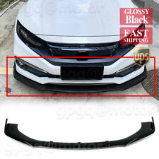 For Honda Civic 4dr 2dr 16-21 Jdm Style Glossy Black Front Bumper Lip Splitter