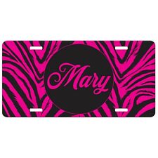 Hot Pink Zebra Print Personalized License Plate Car Tag Frame Aluminum Gift Her