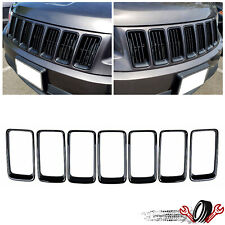 7pcs Gloss Black Front Grille Trim Ring Insert For Jeep Grand Cherokee 2014-2016