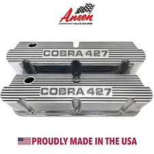Ford Cobra 427 Sbf Pentroof Polished Tall Valve Covers - Finned Ansen Usa