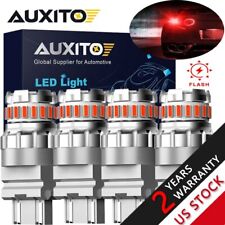 Auxito 4 3157 3156 Red Strobe Flashing Led Brake Tail Stop Light Bulb Canbus Aj