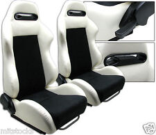 2 X White Black Racing Seats Reclinable Sliders For All Pontiac New 