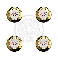 Gold Spinner Caps With Dayton Gold White Wire Wheel Chip Emblems Set Of 4