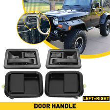 Door Handle Black Inside Outside Kit Set Of 4 For 1997-2004 Jeep Wrangler
