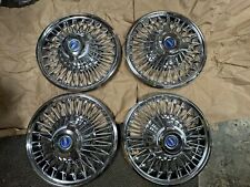 Vintage Ford Mustang Galaxie 14 Wire Spoke Hubcaps Spinners Wheel Cover