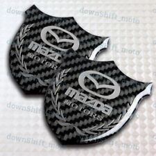 For Mazda 3d Carbon Fiber Car Front Body Trunk Rear Side Badge Emblem Sticker X2