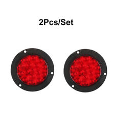 2x Red 4 Round Truck Trailer Tail Stop Turn Brake Lights Waterproof Lamp 16-led