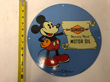 Retro Sunoco Mickey Mouse Walt Disney Porcelain Sign Gas Mercury Made In Usa 12