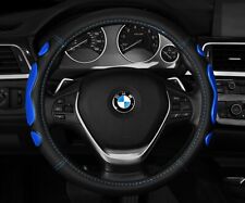 New Black Blue Car Steering Wheel Cover Anti Slip Size M 14.5 - 15.5