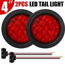 2x 4inch Round Led Truck Trailer Stop Turn Tail Brake Lights Waterproof 24-led