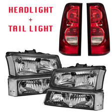 Black Headlights Red Tail Lights For 2003-2006 Chevy Silverado 1500 2500 3500