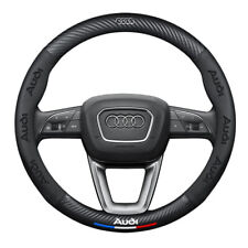 Round Shape Carbon Fiber Steering Wheel Cover For Audi Anit-slip Portector 15